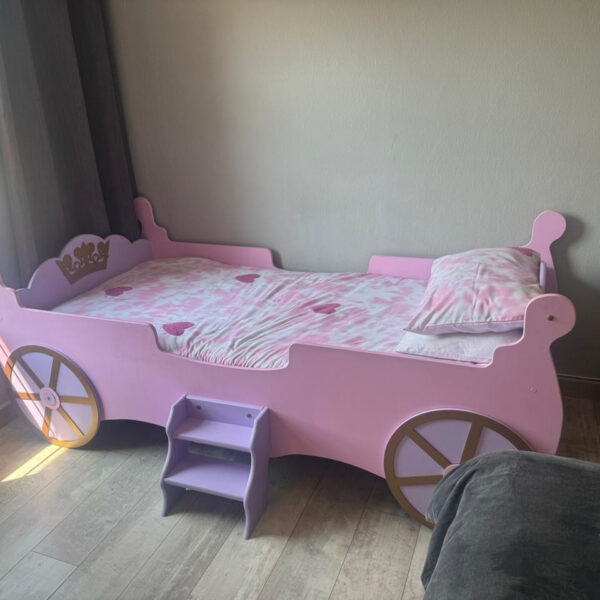 Royal Carriage Princess Kids Bed with Stairs - Magical Dreams Await! - Image 3