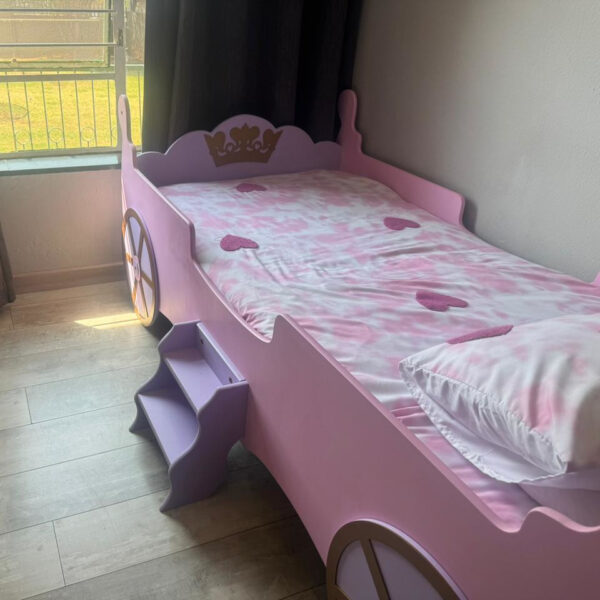 Royal Carriage Princess Kids Bed with Stairs - Magical Dreams Await! - Image 2